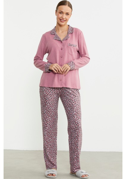 Leopar Kombinli Gömlek Pijama Takım - Pembe fiyatları