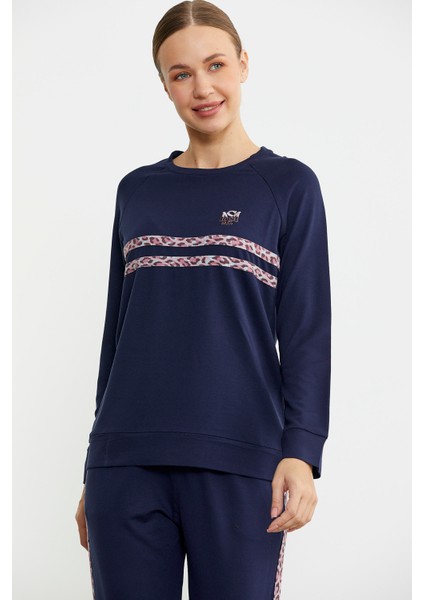 Leopar Çizgili Jogger Pijama Takım - Lacivert fiyatları