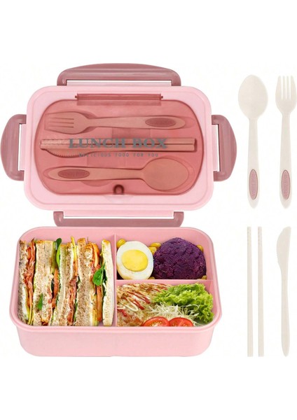 Bento Kutusu Öğle Yemeği Kutusu, Erkekler Kadınlar Için 4 Bölmeli Kapla (Yurt Dışından)