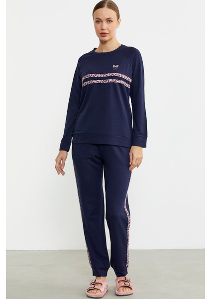 Leopar Çizgili Jogger Pijama Takım - Lacivert modelleri