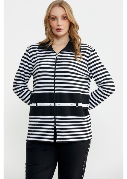 Çizgili Tunik Eşofman Takım - Siyah modelleri