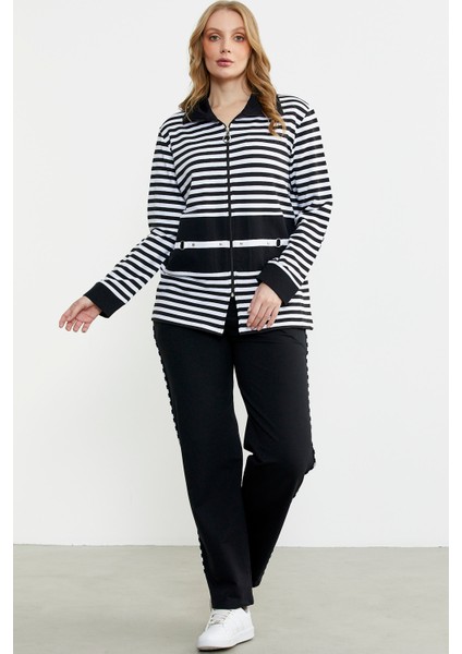 Çizgili Tunik Eşofman Takım - Siyah fırsatları