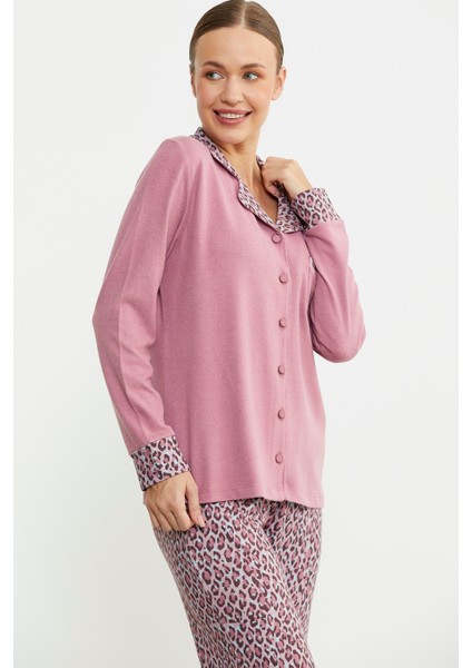 Leopar Kombinli Gömlek Pijama Takım - Pembe indirimleri