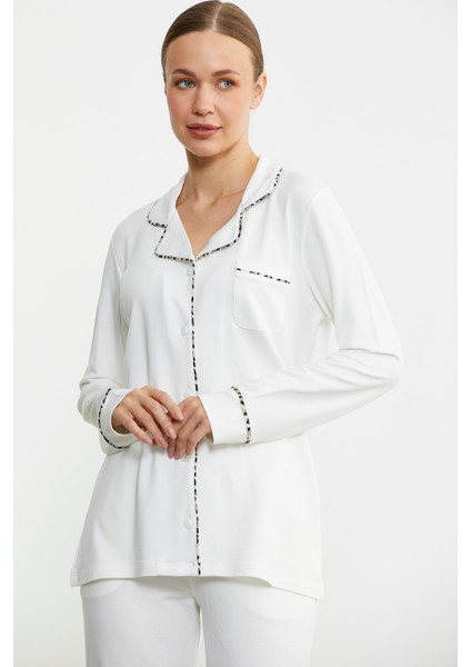 Düz Renk Gömlek Model Pijama Takım - Kemik fiyatları