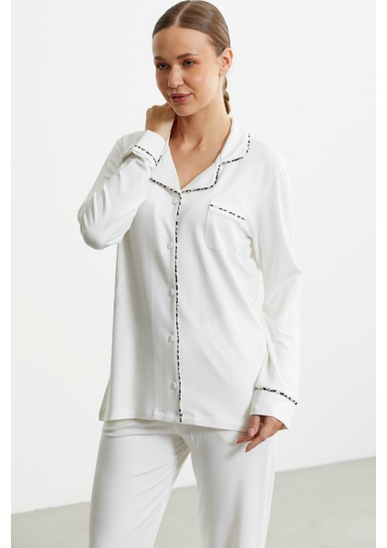 Düz Renk Gömlek Model Pijama Takım - Kemik fırsatları