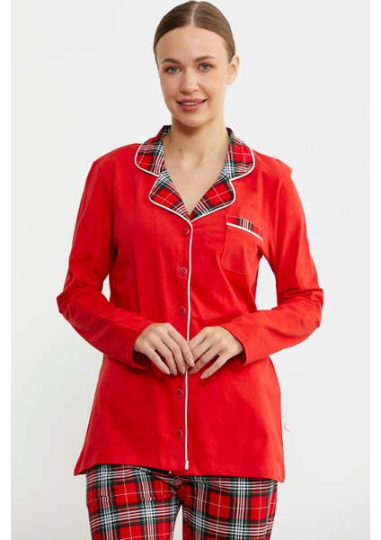 Gömlek Model Ekose Pijama Takım - Kırmızı fırsatları