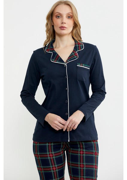 Gömlek Model Ekose Pijama Takım - Lacivert fiyatları