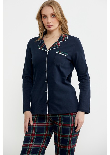 Gömlek Model Ekose Pijama Takım - Lacivert modelleri