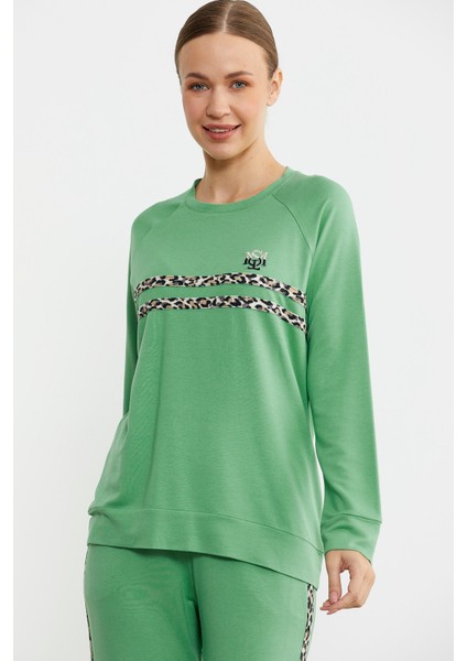 Leopar Çizgili Jogger Pijama Takım - Yeşil fiyatları