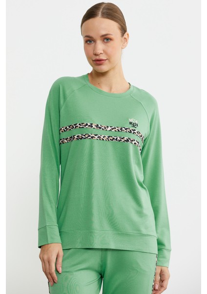 Leopar Çizgili Jogger Pijama Takım - Yeşil modelleri