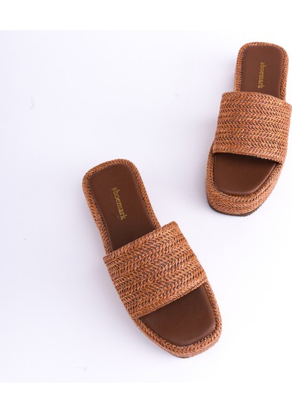 Zila Taba Dolgu Topuk Hasır Kadın Terlik modelleri