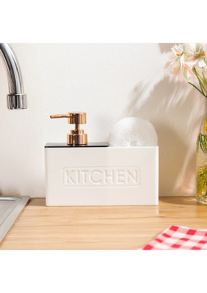 13195 Kitchen Beyaz Sabunluk ve Sıvı Sabunluk Seti