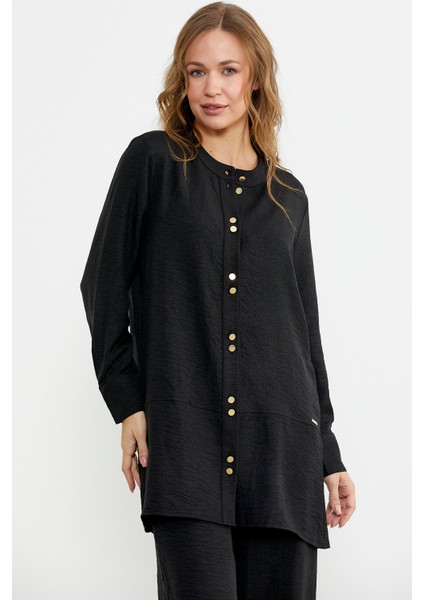 Keten Görünümlü Gömlek Pantolon Takım - Siyah fiyatları