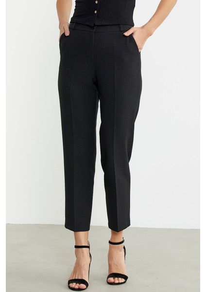 Bilek Boy Cepli Kumaş Pantolon - Siyah fiyatları