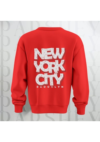 Nyc Brooklyn Kalın Kumaş 3 Iplik Şardonlu Baskılı Bisiklet Yaka Sweatshirt