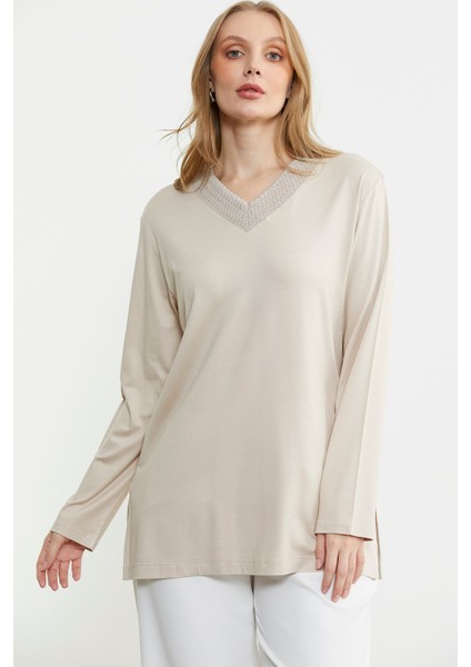 Uzun Kol V Triko Yaka Bluz - Taş fiyatları