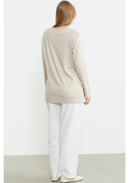 Uzun Kol V Triko Yaka Bluz - Taş indirimleri