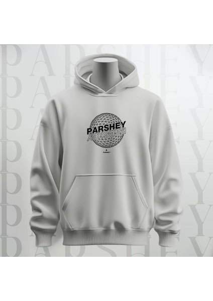 Dünya Deseni Baskılı Kapüşonlu Sweatshirt Hoodie Yünlü Kalın Kumaş 3 Iplik Şardonlu