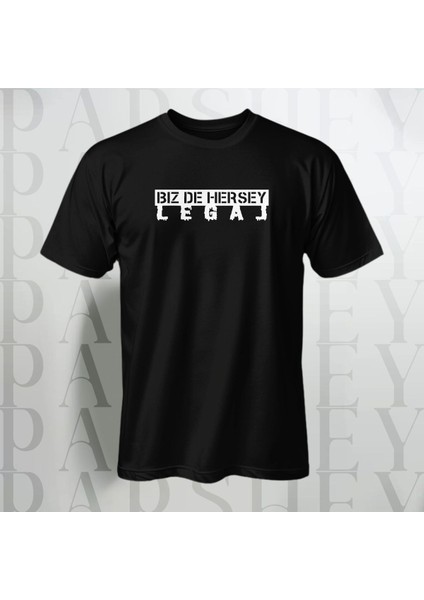 Biz De Her Şey Legal Baskılı Yarım Kollu Bisiklet Yaka Pamuk Oversize T-Shirt