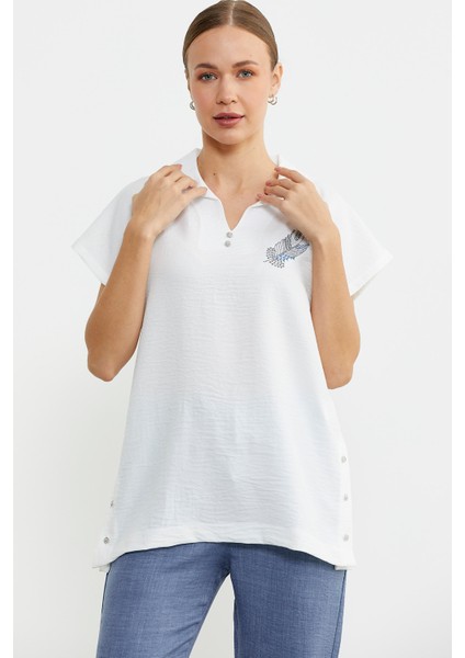 Polo Yaka Keten Görüntülü Takım - Indigo