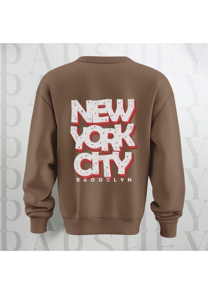 Nyc Brooklyn Kalın Kumaş 3 Iplik Şardonlu Baskılı Bisiklet Yaka Sweatshirt