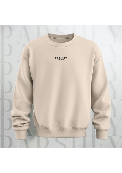 New York Şehir Temalı Sırt Baskılı Oversize Bisiklet Yaka Sweatshirt 3 Iplik Şardonlu