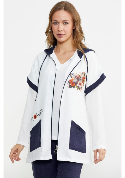 Keten Görünümlü Rahat Kalıp Üçlü Takım - Lacivert fırsatları