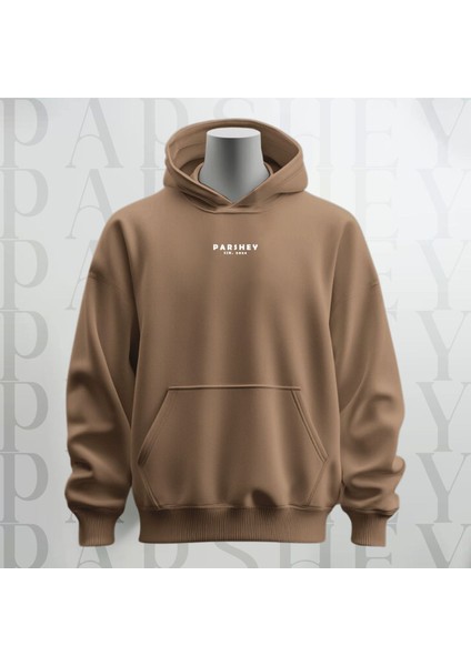 Paralı Teddy Sırt Baskılı Kapüşonlu Oversize Sweatshirt Hoodie Kalın Kumaş 3 Iplik Şardonlu