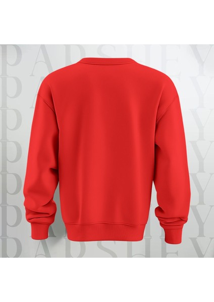 Mutlu Noeller Desenli Bisiklet Yaka Oversize Kalın Kumaş Sweatshirt 3 Iplik Şardonlu