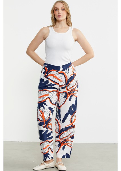 Desenli Rahat Kalıp Viskon Pantolon - Lacivert modelleri