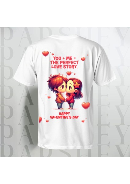 The Perfect Love Story Sırt Baskılı Bisiklet Yaka Pamuk Oversize T-Shirt