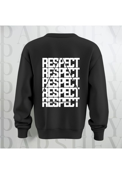 Respect Baskılı Kalın Kumaş 3 Iplik Yazı Baskılı Bisiklet Yaka Sweatshirt