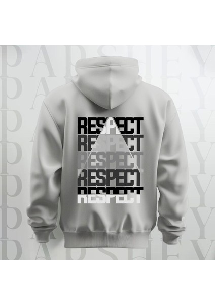 Respect Baskılı Kapüşonlu Sweatshirt Hoodie Kalın Kumaş 3 Iplik Şardonlu