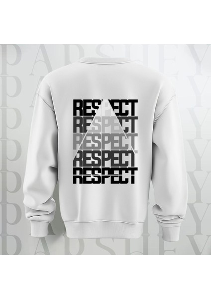 Respect Baskılı Kalın Kumaş 3 Iplik Yazı Baskılı Bisiklet Yaka Sweatshirt