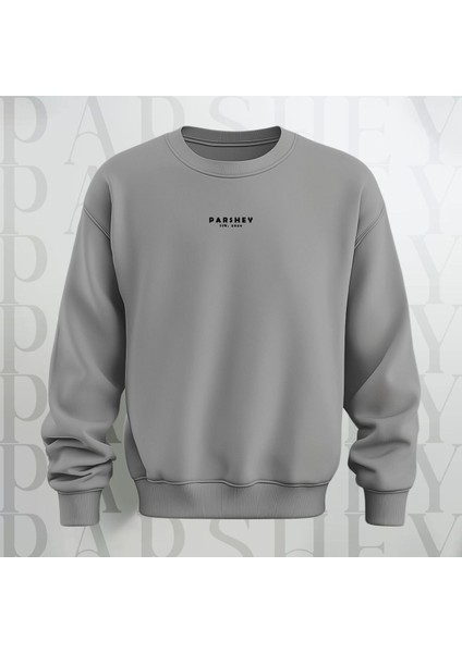 Take It Easy Yazı Sırt Baskılı Bisiklet Yaka Sweatshirt 3 Iplik Şardonlu Oversize Kalıp