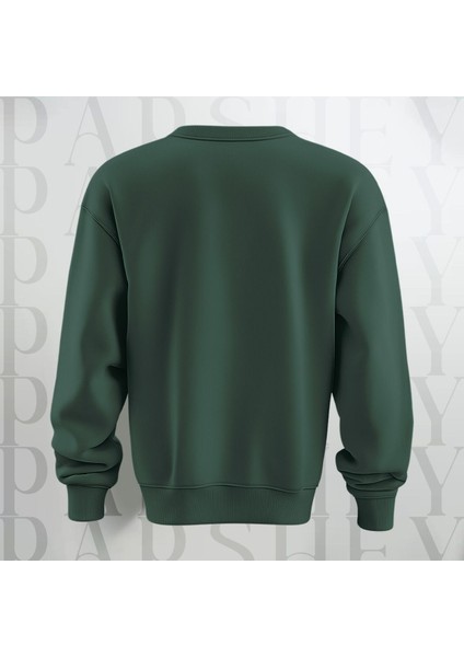 Happy Valentine's Day Kalp Desenli Oversize Bisiklet Yaka Sweatshirt 3 Iplik Şardonlu