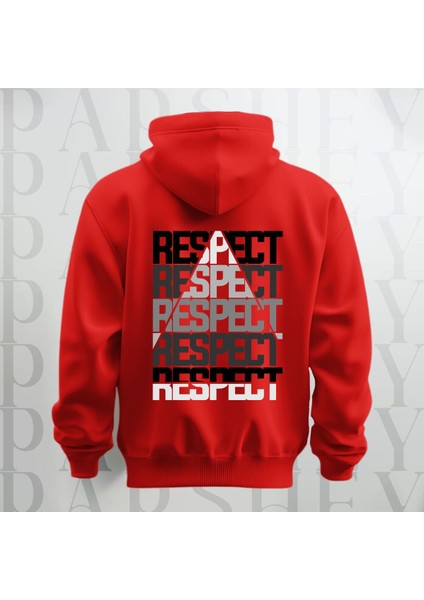 Respect Baskılı Kapüşonlu Sweatshirt Hoodie Kalın Kumaş 3 Iplik Şardonlu