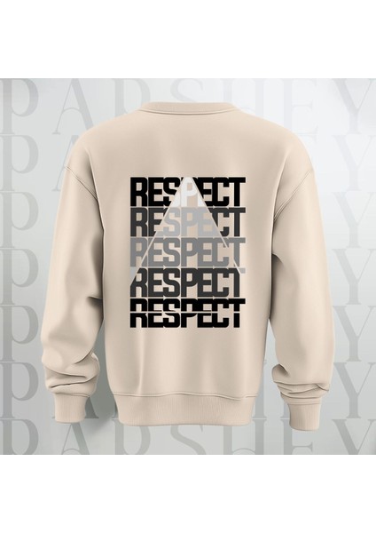 Respect Baskılı Kalın Kumaş 3 Iplik Yazı Baskılı Bisiklet Yaka Sweatshirt