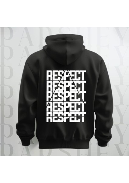 Respect Baskılı Kapüşonlu Sweatshirt Hoodie Kalın Kumaş 3 Iplik Şardonlu