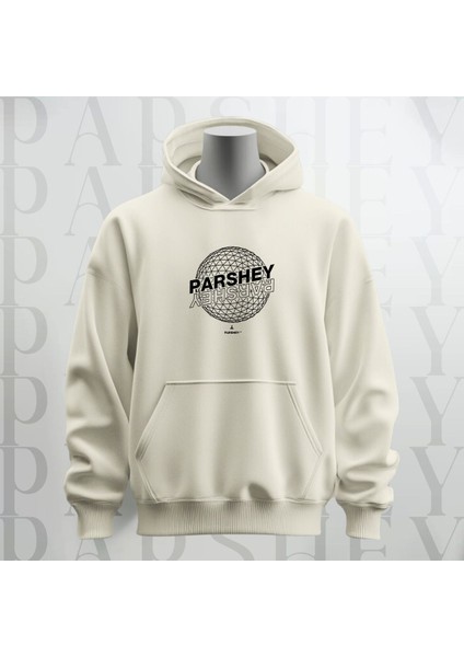 Dünya Deseni Baskılı Kapüşonlu Sweatshirt Hoodie Yünlü Kalın Kumaş 3 Iplik Şardonlu