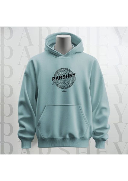 Dünya Deseni Baskılı Kapüşonlu Sweatshirt Hoodie Yünlü Kalın Kumaş 3 Iplik Şardonlu