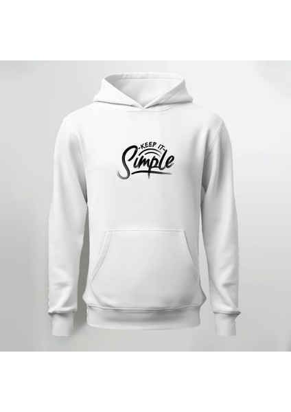 Keep It Simple Baskılı Kapüşonlu Sweatshirt Hoodie Kalın Kumaş 3 Iplik Şardonlu