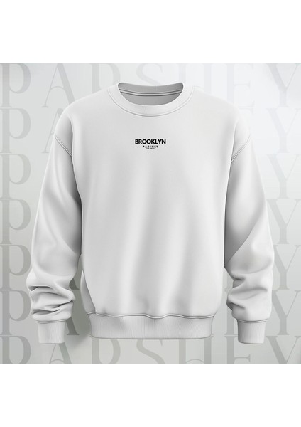 Brooklyn Baskılı Bisiklet Yaka Sweatshirt Kalın Kumaş 3 Iplik