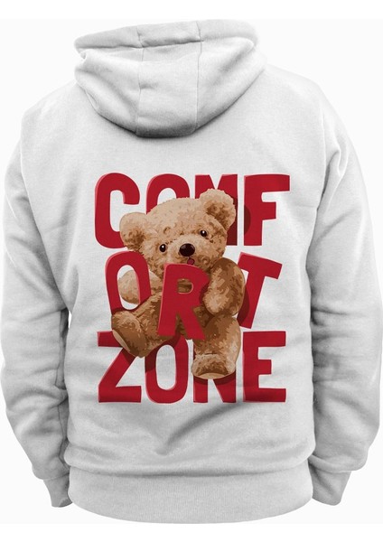 Comfort Zone Baskılı Kapüşonlu Sweatshirt Hoodie Kalın Kumaş 3 Iplik Şardonlu