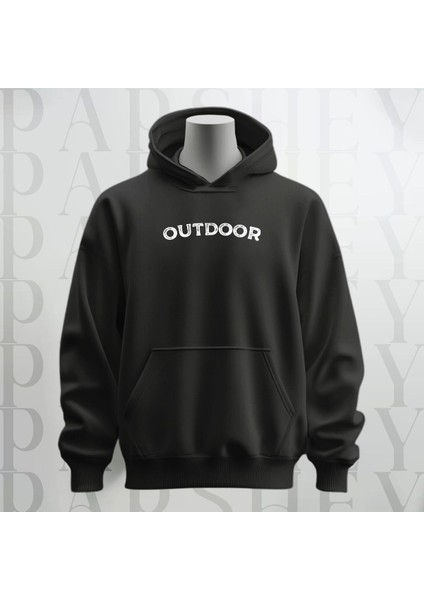 Outdoor Baskılı Kapüşonlu Sweatshirt Hoodie Kalın Kumaş 3 Iplik Şardonlu