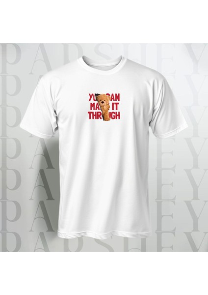 You Can May It Through Yarım Kollu Bisiklet Yaka Pamuk Oversize T-Shirt