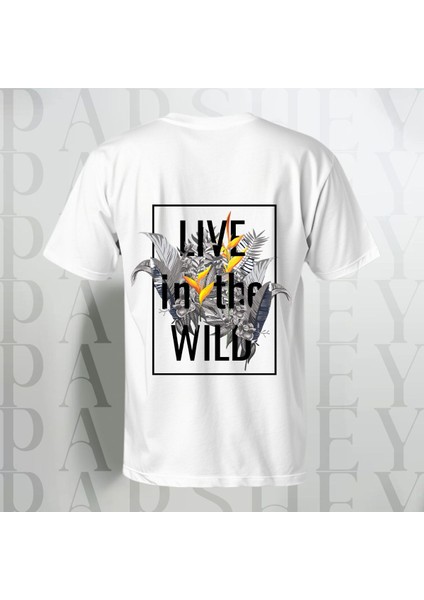 Live In The Wild Baskılı Yarım Kollu Bisiklet Yaka Pamuk Oversize T-Shirt