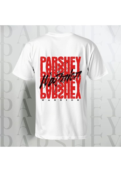 Warrior Yazı Sırt Baskılı Yarım Kollu Bisiklet Yaka Pamuk Oversize T-Shirt