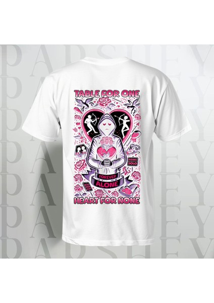 Forever Alone Baskılı Unisex Yarım Kollu Bisiklet Yaka Oversize T-Shirt %100 Pamuk