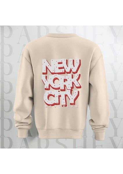Nyc Brooklyn Kalın Kumaş 3 Iplik Şardonlu Baskılı Bisiklet Yaka Sweatshirt